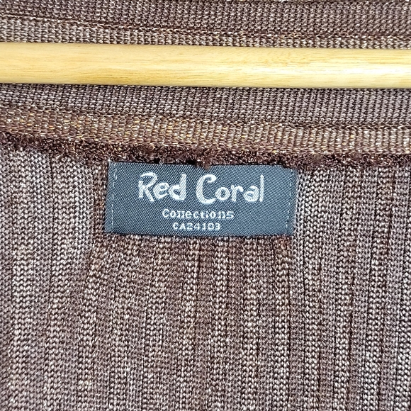Red Coral Shiny Brown Cardigan - Size L - Picture 5 of 6